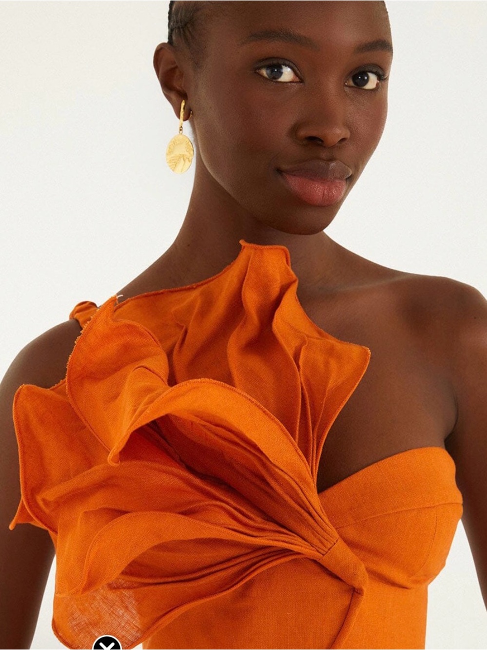 NWT FARM Rio Orange One-Shoulder Ruffle Mini Dress - Picture 2 of 3